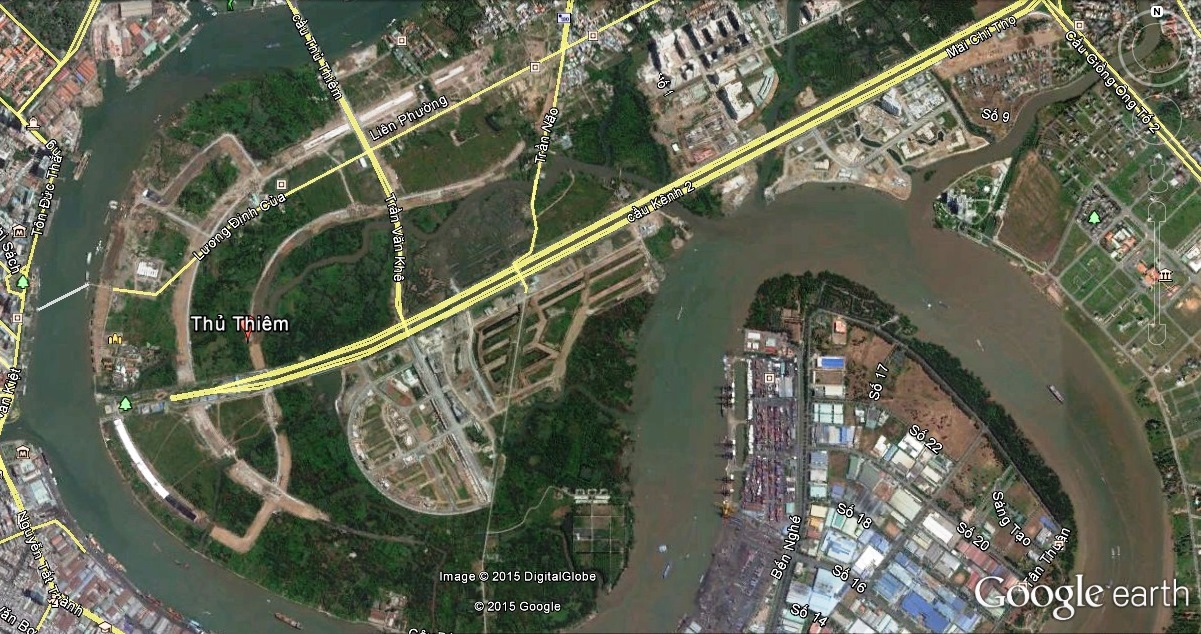 Hình chụp dự án 4 tuyến đường chính từ Google Earth