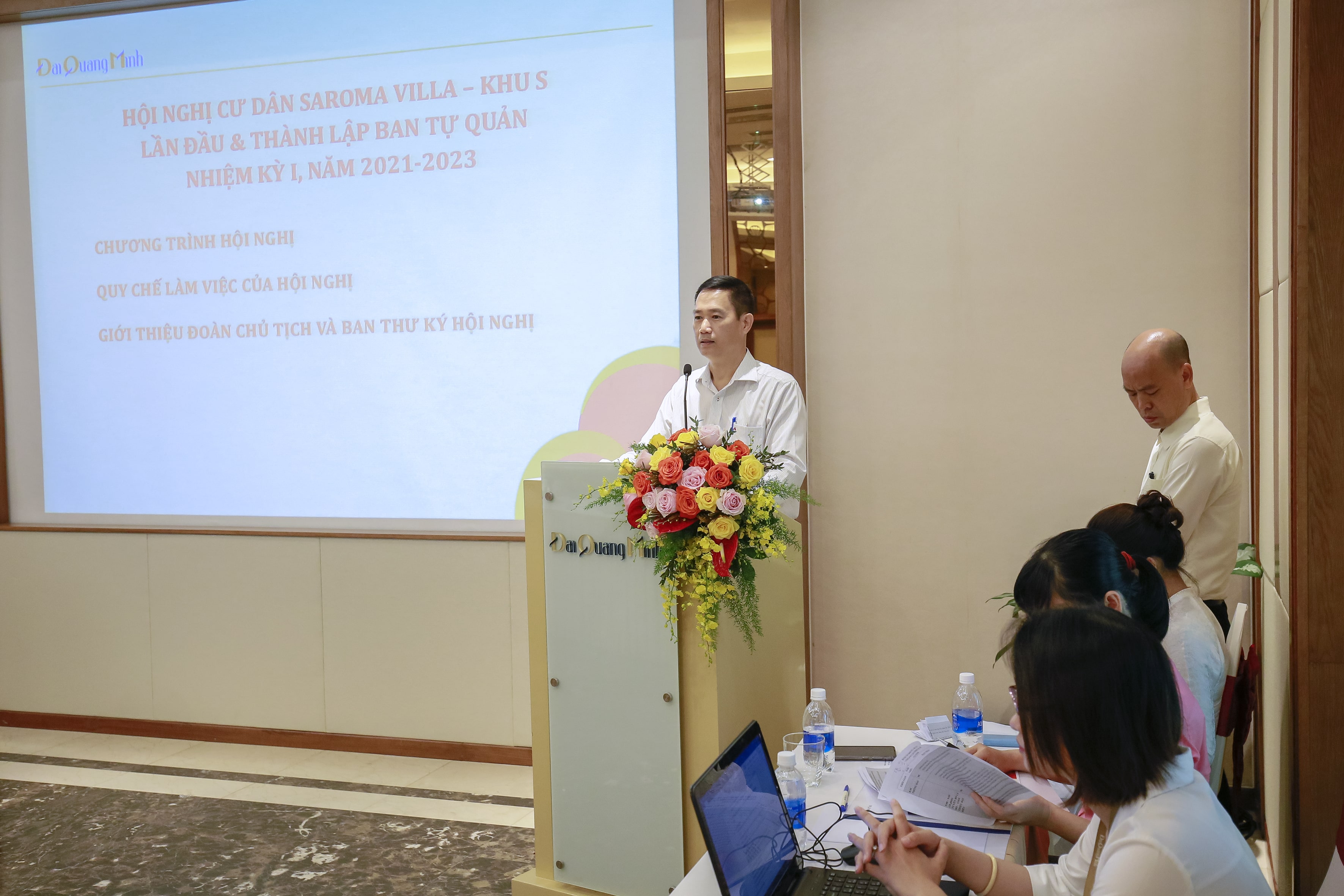 Ông Nguyễn Anh Toàn – P.Chủ tịch HĐQT Công ty Đại Quang Minh phát biểu khai mạc hội nghị.